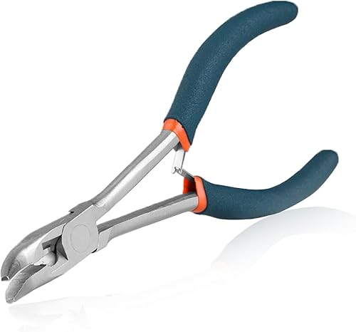 SPEEDWOX Alicates de punta doblada de largo alcance con mandíbulas dentadas, alicates de punta larga en ángulo, alicates angulares con cortador de