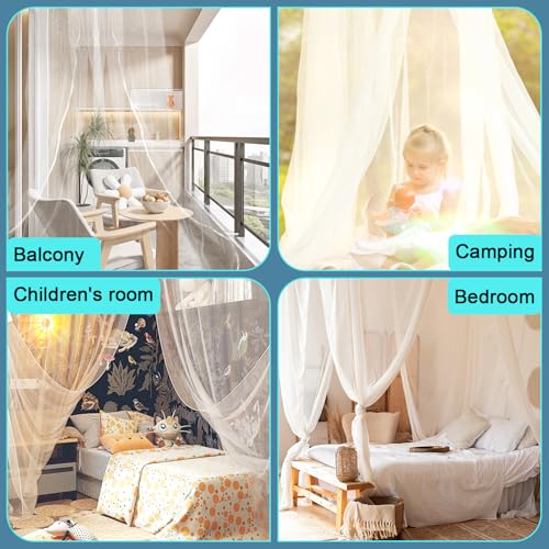 Tikplus Moskitonetz Doppelbett， 210x240x190cm Himmelbett Moskitonetze mit 4 Eckpfosten, Hängendes Mückenschutz Bed Canopy für Einzel Bett Insektenschutz Reise Hause Außenbereich