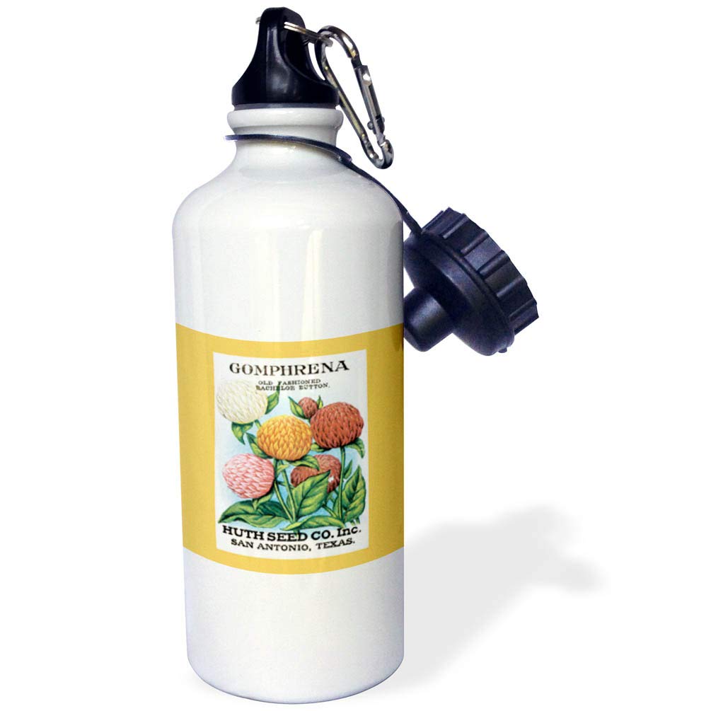 3dRose Hutch Gomphrena Old Fashioned Bachelor Button Huth Seed Company-Sports Water Bottle 21oz Multicolored