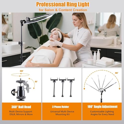 Image of Clefairy 18 inch Ring Light with Tripod Stand & Phone Holder,Large Professional Selfie Ring Lights for Phone,LED Standing Ringlight for Makeup,Video,Streaming,YouTube