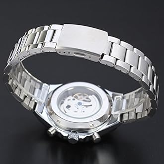 Skeleton Automatic Watches For Men Silver Stainless Steel Wrist Watch Watches Bulk