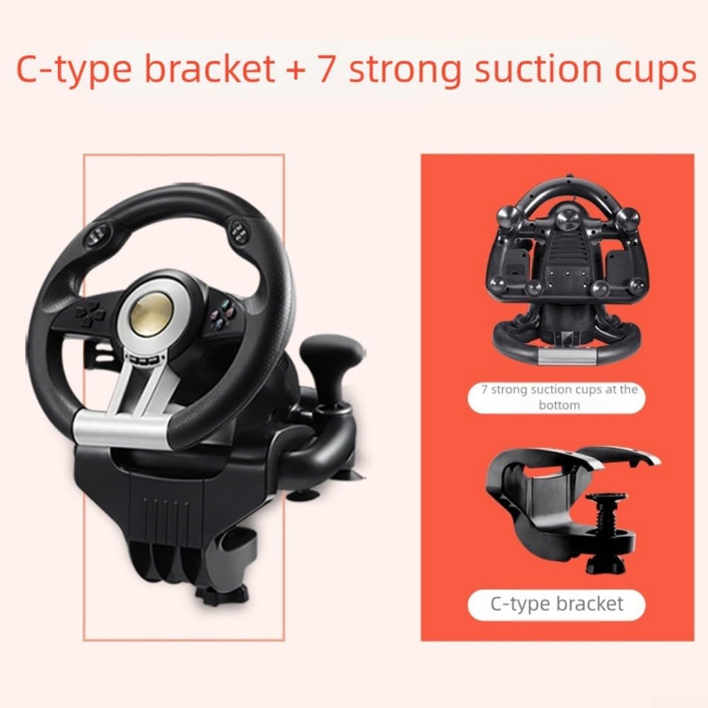 Volante da corsa con pedali per PS4 per Xbox One Switch PC SIM Racing (arancione) | Compatibile con PS4, Xbox One, Switch, PC; include pedale lineare per acceleratore e freno; sensazione di guida realistica