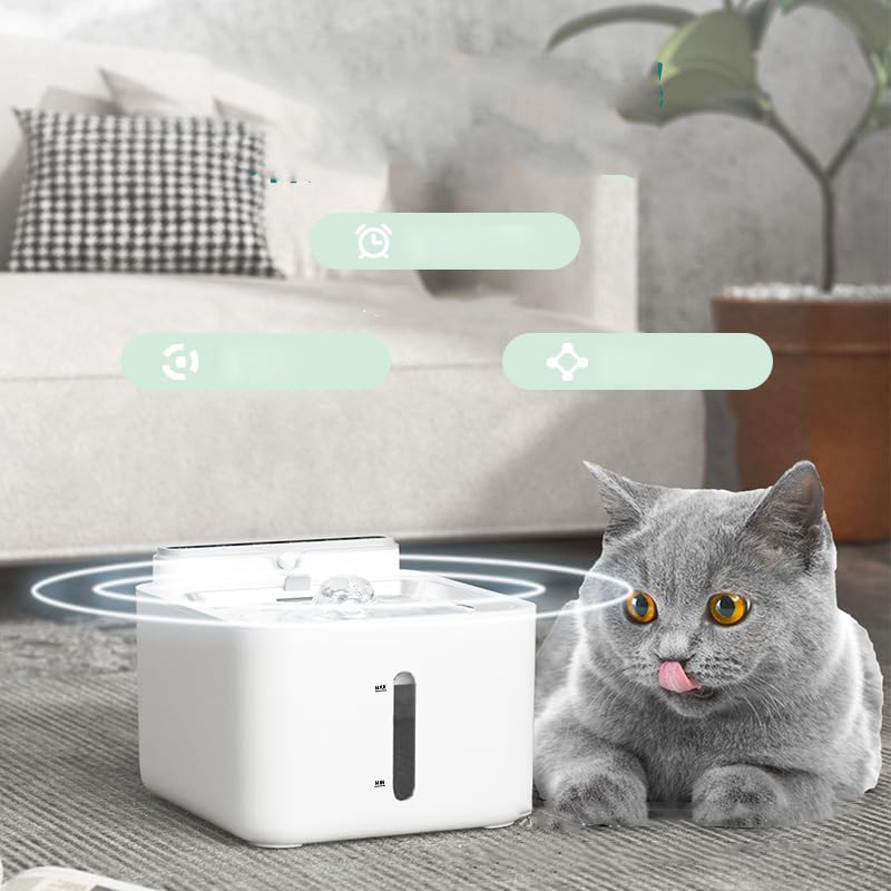 Qcwwy Fuente de Agua Inalámbrica para Gatos con Sensor de Infrarrojos Lejanos, Dispensador de Agua Automático de Acero Inoxidable para Mascotas, Fuente de Alimentación Dual (Modelo de Carga de 2600