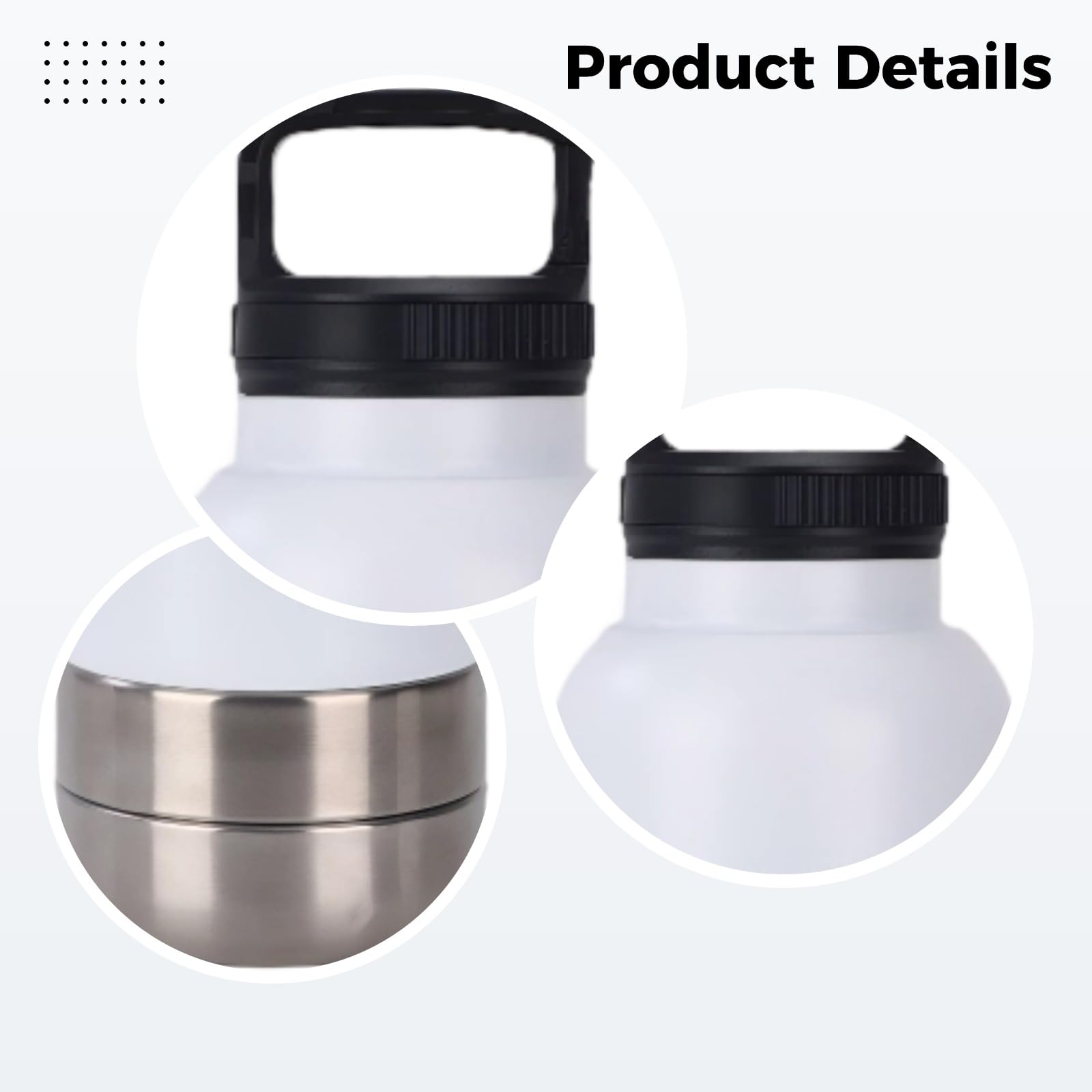 Edelstahl Hunde Trinkflasche mit Futter und Wasserschalen, tragbarer Haustier Reise-Dispenser für Spaziergänge im Freien, 32 oz 946 ml, 3 in 1, Weiß