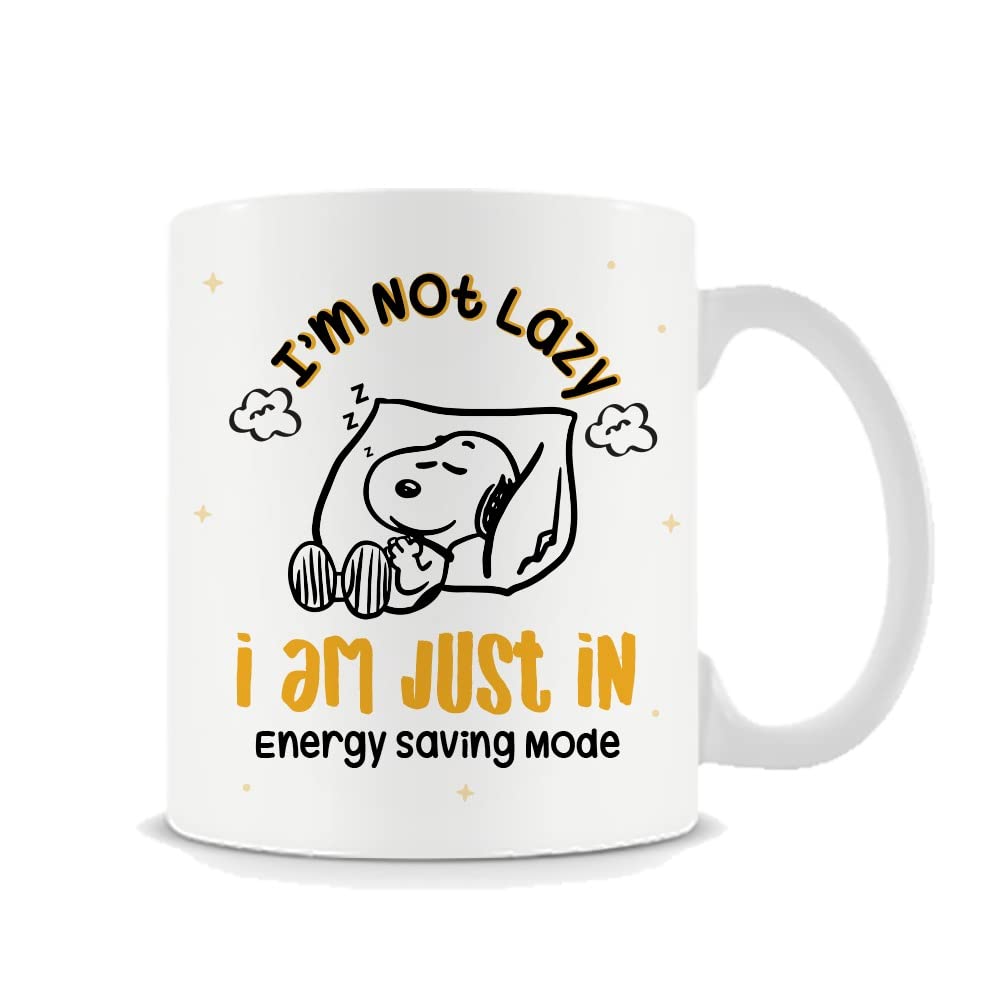 LAMX Getagift Peanut not Today Snoopy I'm not Lazy I'm just in Energy Saving Mode Secret Santa Stocking Filler Birthday Office Work 11 oz White Mug66526