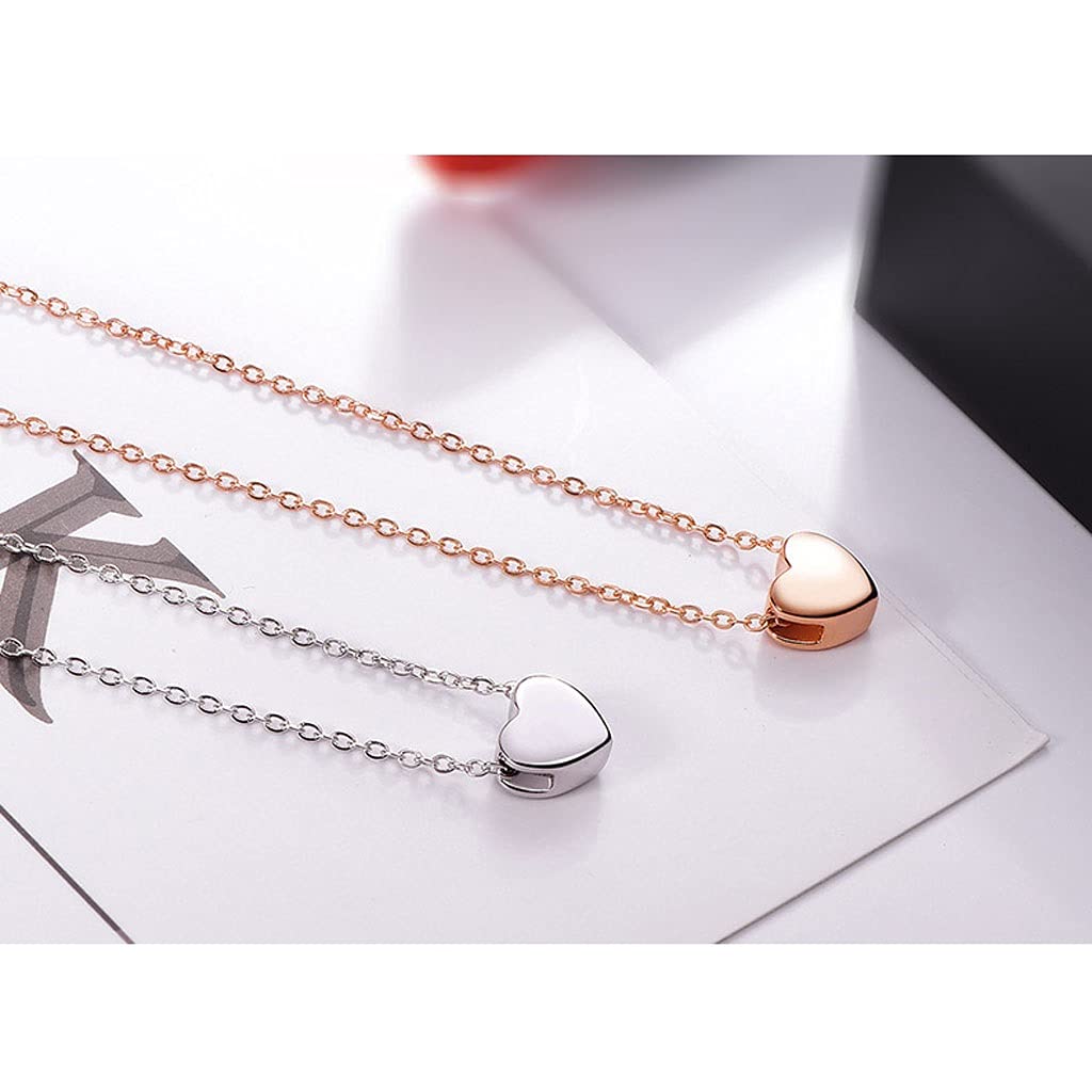 Collane Collane per Le Donne Design a Forma di Cuore, Collana Pendente Semplice ed Elegante e squisita, la Lunghezza Totale è 15.75in Collana da Donna (Color : Silver)