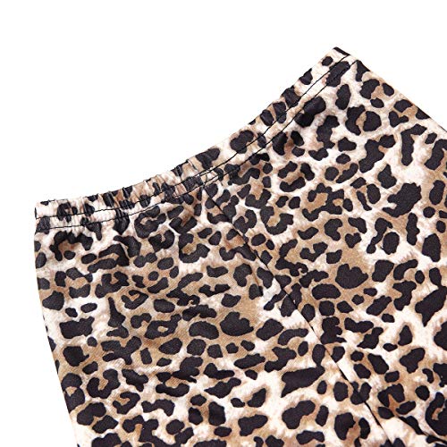 ELSANI Toddler Girls Ruffle Leggings Leopard Printed Flare Pants Bell Bottoms2