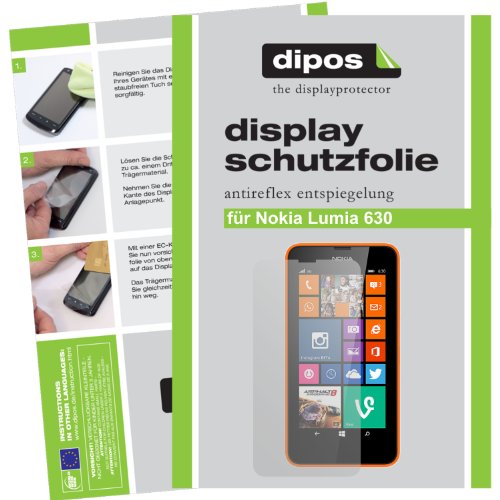 dipos I 2X Schutzfolie matt kompatibel mit Nokia Lumia 630 / Lumia 635 Folie Bildschirmschutzfolie