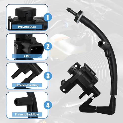 7L1Z-9H465-B 4X4 4WD Vacuum Solenoid Valve FL3Z-3A788-B Check Valve Vacuum Hose Fit for Ford F150 Expedition Lincoln Navigator Replace 926-390 FL34-7A788-AD Auto Hub Lock Vacuum Line Tube by ASKALL - Image 4