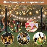 NUERPO 7 Pack String Light Poles,Metal Poles for Hanging Outdoor Light Strings,7 Pack 10 FT Light Poles Stand for Outside Garden,Patio,Wedding,Backyard,Deck,Party - Image 3