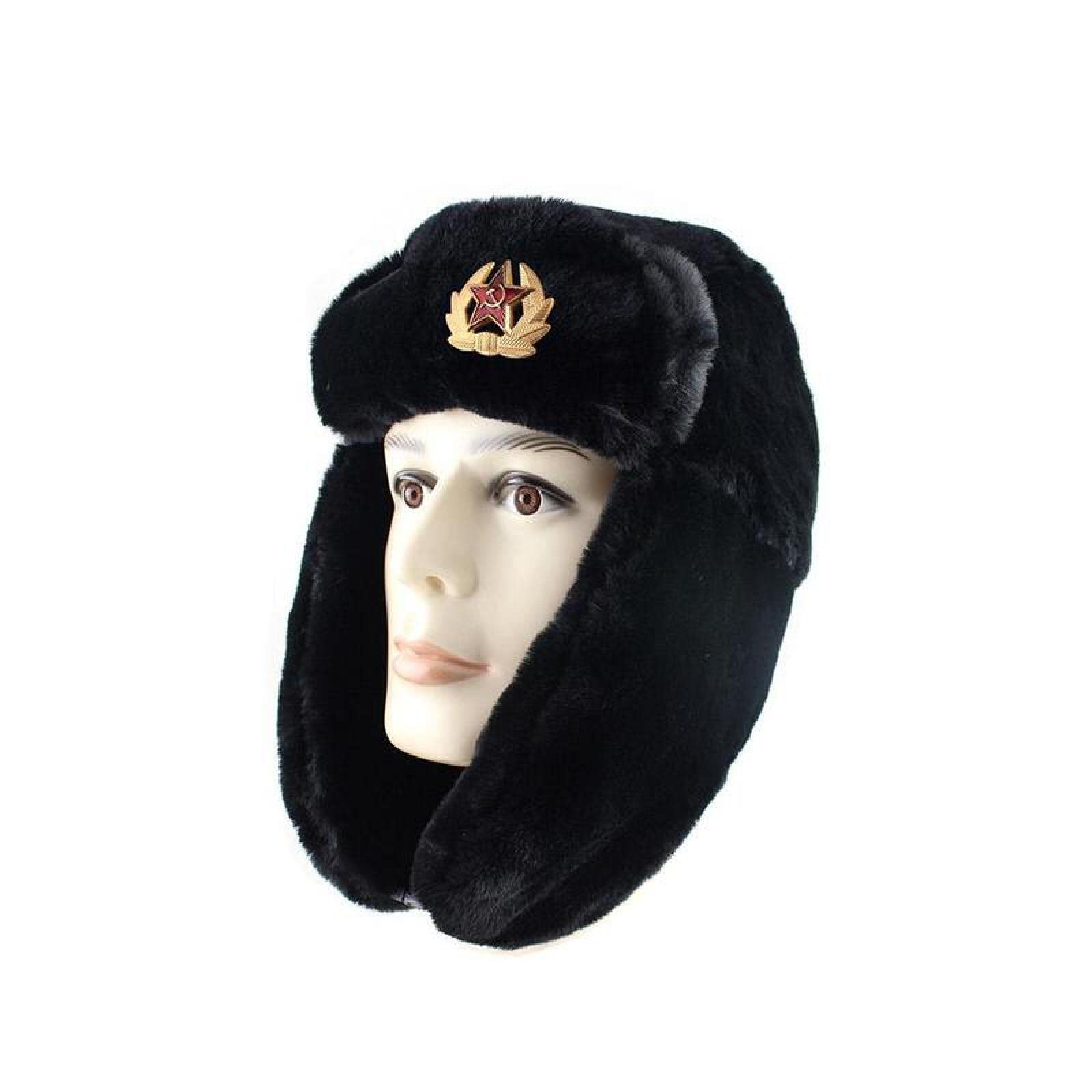 Zimowa czapka traperska Russian Bomber Odznaka wojskowa armii radzieckiej Rosja Uszanka Ciepłe czapki Czapki zimowe Kobiety Outdoor Mężczyźni Ciepłe czapki na uszy