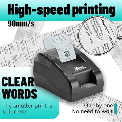 Image of MRBOSS 2 inch 58mm POS Cash Register Portable Thermal Receipt Printer with High Speed Printing USB Bluetooth Interface for Supermarket Restaurant Retail Sales Kitchen Support Windows Android MAC
