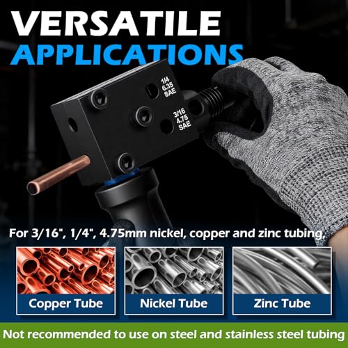 Image of Brake Line Flaring Tool Kit, 3 /16″ and 1 /4″ SAE Double Flare Tool for Brake Lines, Creates Single Double & Bubble Flares for Vehicle Brake & Hydraulic Lines (7-Piece)