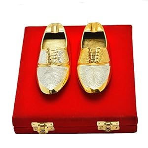 AC ANAND CRAFTS Silver And Gold Plated Shoe Shaped Ash Tray 2 Pcs. 6