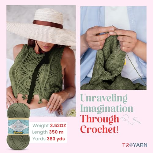 Image of Yarn for Crocheting & Knitting - 2 Skeins (2x383 Yds) (105273 - Moss) - 100% Microfiber Acrylic for Craft Projects