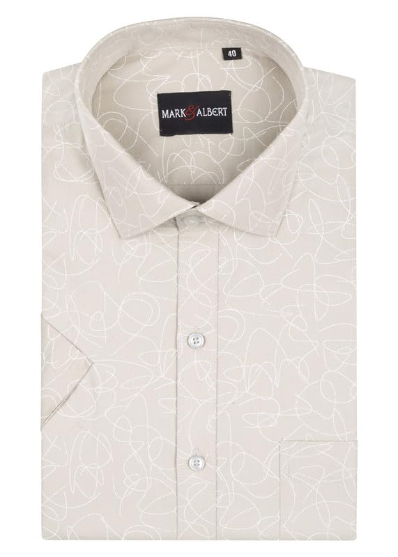 Image of MARK & ALBERT Men's 100% Cotton Printed Half Sleeves Regular Fit Shirt for Men
