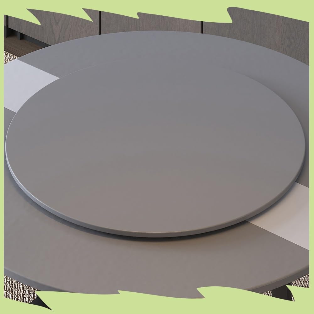 Obrotowa taca do serwowania Lazy Susan 80 cm - okrągły drewniany gramofon na stół jadalny, rozmiar Lar 100 cm, idealna do łatwego dzielenia się jedzeniem (szara, 81 cm)