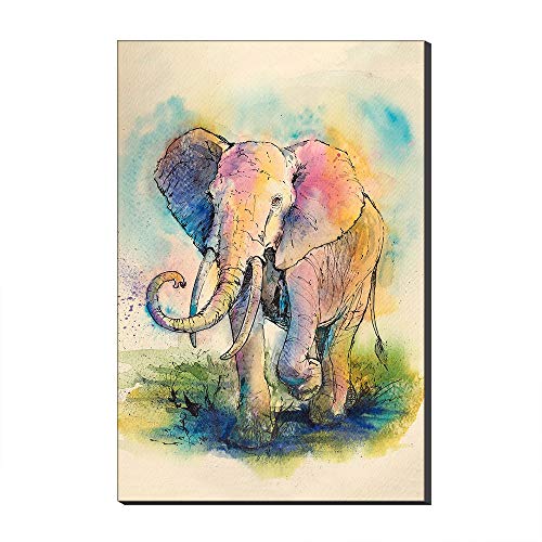 Toile animaux aquarelle éléphant pour créer un cocon coloré en chambre d'enfant