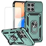Yodueiv for Honor X8 Case, (Not fit X8 5G) TFY-LX2 Case with Tempered Glass Screen Protector and Slide Camera Cover, Magnetic Ring Car Mount Holder Kickstand Protective Cover for Huawei Honor X8 Green