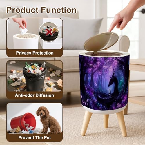 Caneca de basura con tapa negra 7L con patas miniatura 6