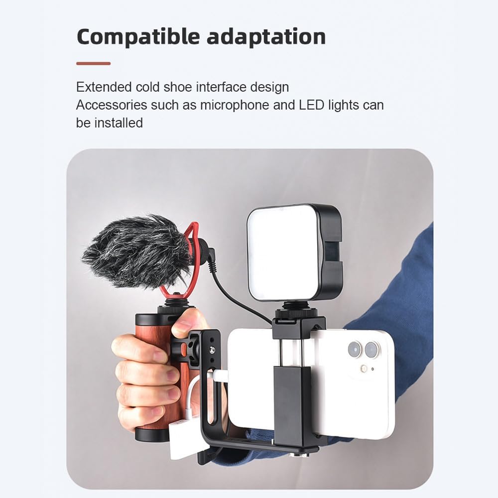 Andoer Estabilizador De Teléfono Inteligente De Agarre De Video Universal Para Smartphone Soporte Vlog Portátil Para Teléfono Kit De Equipo De Video Para Smartphone Para Grabación De Video De Vlogging