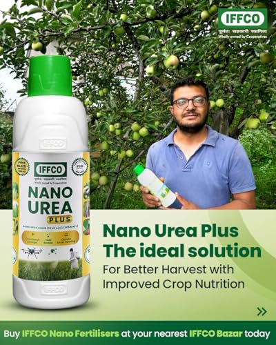 Image of Nano Urea plus Liquid Nitrogen 20% Soil Application & Water Soluble For All Plants & Garden 500 Mlx2 Bottles, (1 L, Liquid)