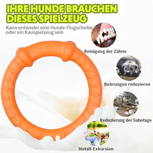 Jouet interactif pour chien LaRoo orange 30 cm anneau flottant à mâcher