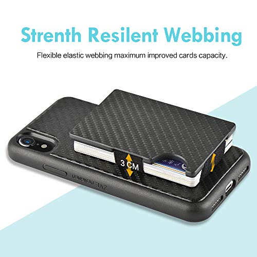 Iphone Xr Wallet Case, Iphone Xr Card Holder Case, Zvedeng Protective Credit Card Case Carbon Fiber Card Clip Money Pocket Shockproof Slim Card Grip Case Cover For Apple Iphone Xr 6.1'' Black #TOP6