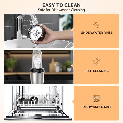 TECKNET Personal Blender Smoothie Maker Powerful 600W - 25,000 RPM Extractor Blends Fruits, Vegetables, Nuts, Ice for Smoothies & Juices, with 1 Portable Cups 500ml, 1 Grinding Cup 150ml - Image 5