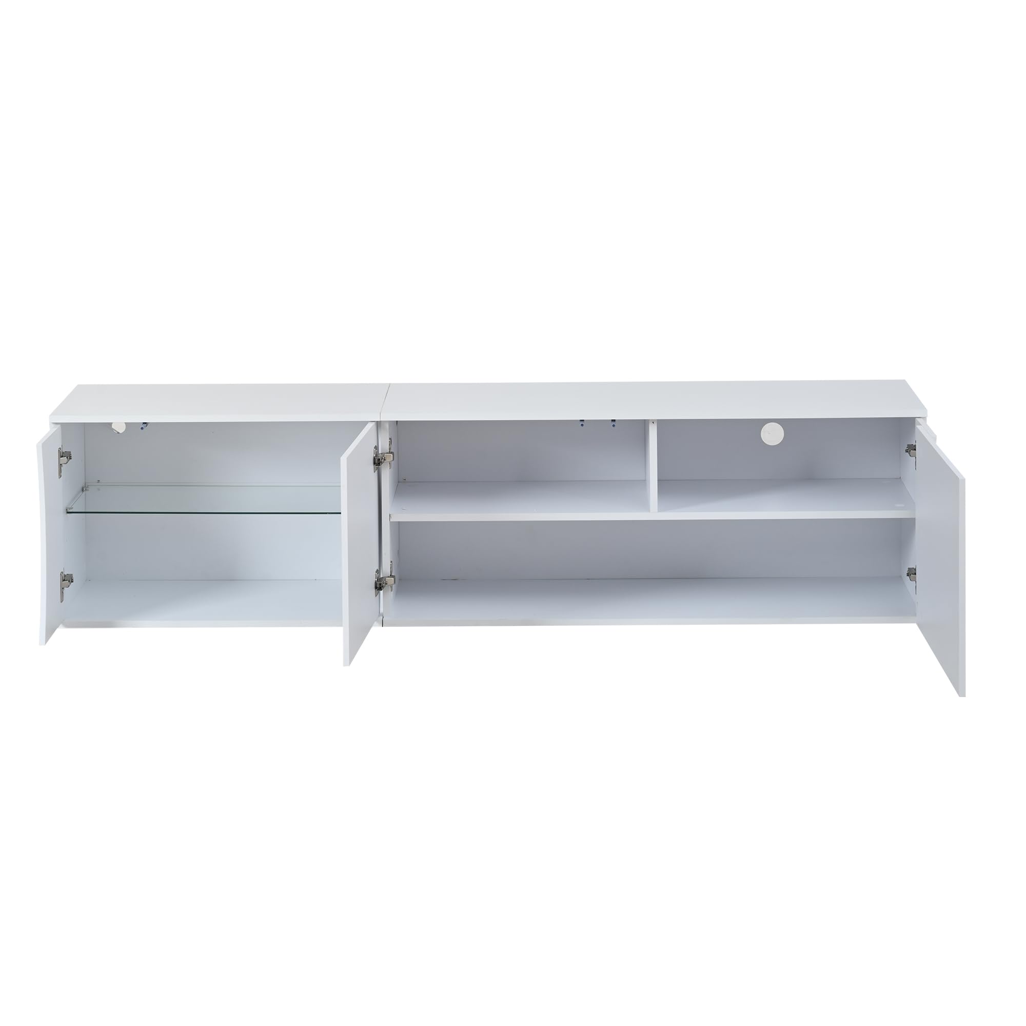 Mobile per TV, lunghezza 180 cm, con 3 ante per TV da 80 pollici, grande capienza, pannello TV basso in truciolato, per soggiorno, mobili, tavolo, credenza, bianco
