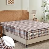 Fitted Sheet Full Size,Microfiber Patterned Plaid Fitted Sheet Deep Pocket 18 Inches, Ultra Soft & Wrinkle Resistant Fitted Full Sheet Only,Brownish-red Plaid