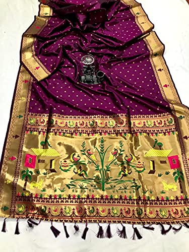 Panzora purple paithani silk saree – image 2