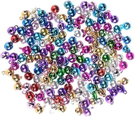 100Pcs Colorful Jingle Bells for Crafts and Decorations,Jingle Bells 6mm Musical Jingle Sleigh Bells for Festival Christmas Decorations DIY Jewelry Craft Making Home Garden Accessories,Craft Supplies