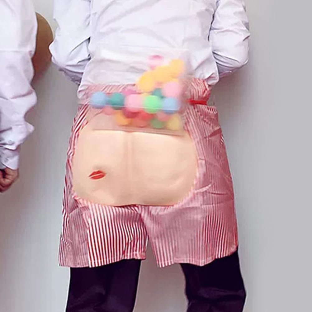 TEHAUX 2pcs Funny Fake Butt Shorts - Halloween Trick Prank Costume Shorts Open Buttocks Beach Party Props Wedding Bachelor Masquerade Joke Pink