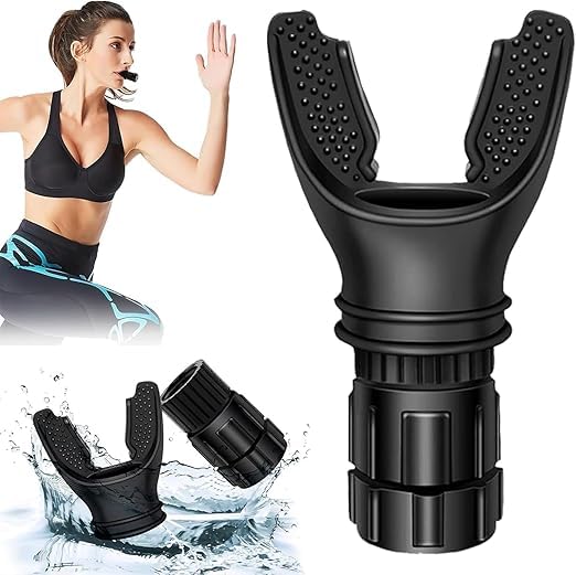 Lung Capacity Exercise Device,Breathing Resistance Trainer for Oral and Muscular Exercise,Lung Exerciser Equipment for Respiratory Muscle Exercise,Men and Women | Black-image-0