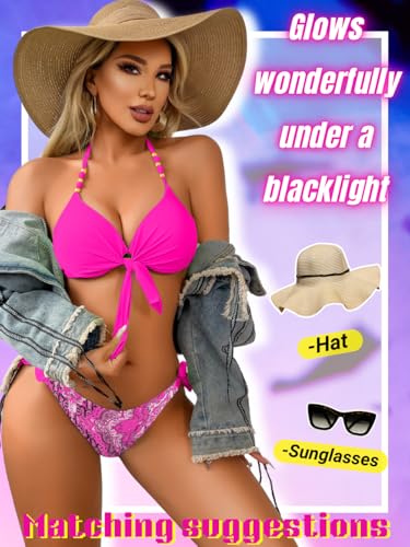 Sexy Push Up Bikini Sets for Women,Tie Halter Underwire Boho Swimsuit,2 Piece Cheeky Bathing Suit Beach Pool Party4