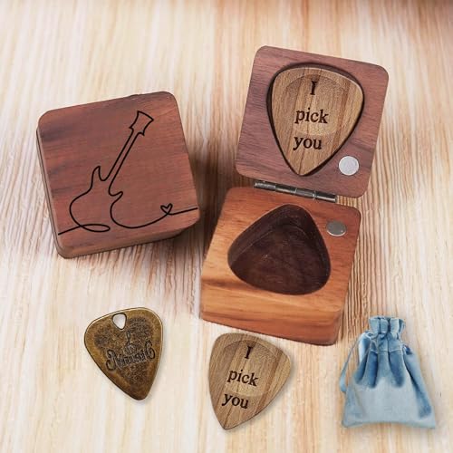 YOJO Guitar Picks Holder, Wooden and Metal Guitar Picks, Guitar Picks for Electric...