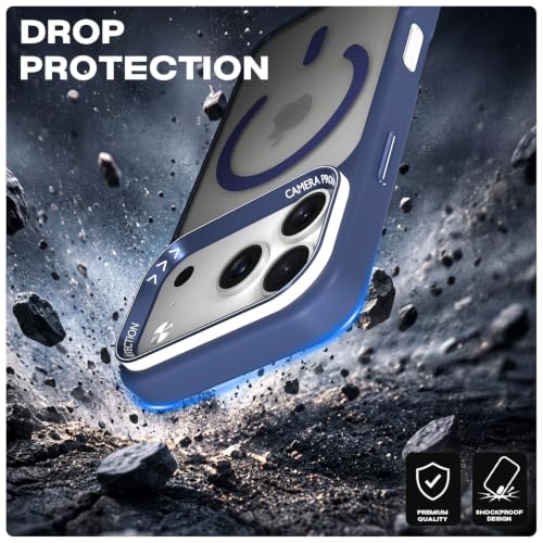 Image of Pikkme Back Cover for iPhone 17 Pro | Shockproof | Mag-Safe Compatible | Hard Transparent Back | Premium Raised Camera Protection | Bumper Case (Blue Mag-Safe)