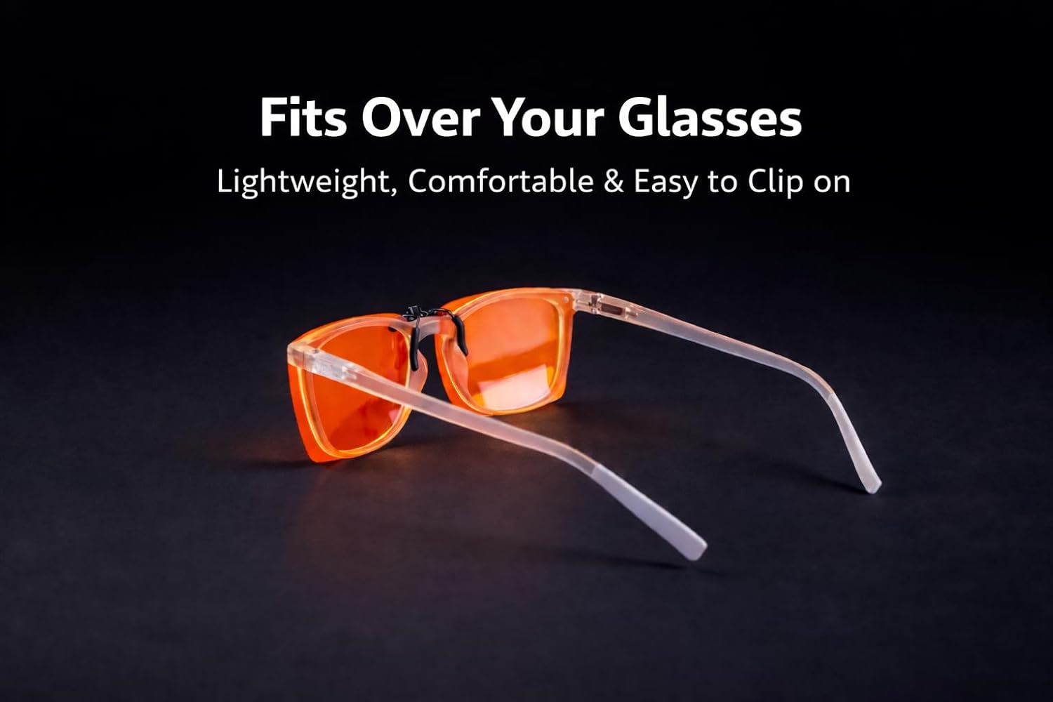 Vyzia Clip-On Blue Light Blocking Glasses For Sleep – Red Lenses Block Blue & Green Light – Melatonin Friendly Night Red Light Glasses - Relieve Light Sensitivity – Fits Over Prescription Eyeglasses