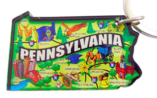Westmon Works Pennsylvania Keychain Acrylic Souvenir Key Chain Retro Style Keystone State Map Gift 2 Inch