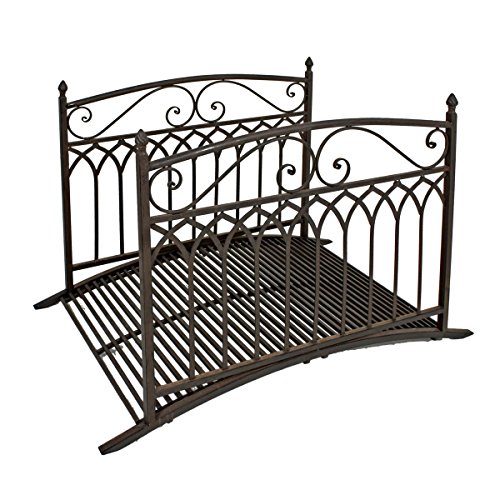 Gravidus dekorative Gartenbrücke Metall 200 kg Traglast Edelrostoptik mit Geländer robust & langlebig für Garten & Teich