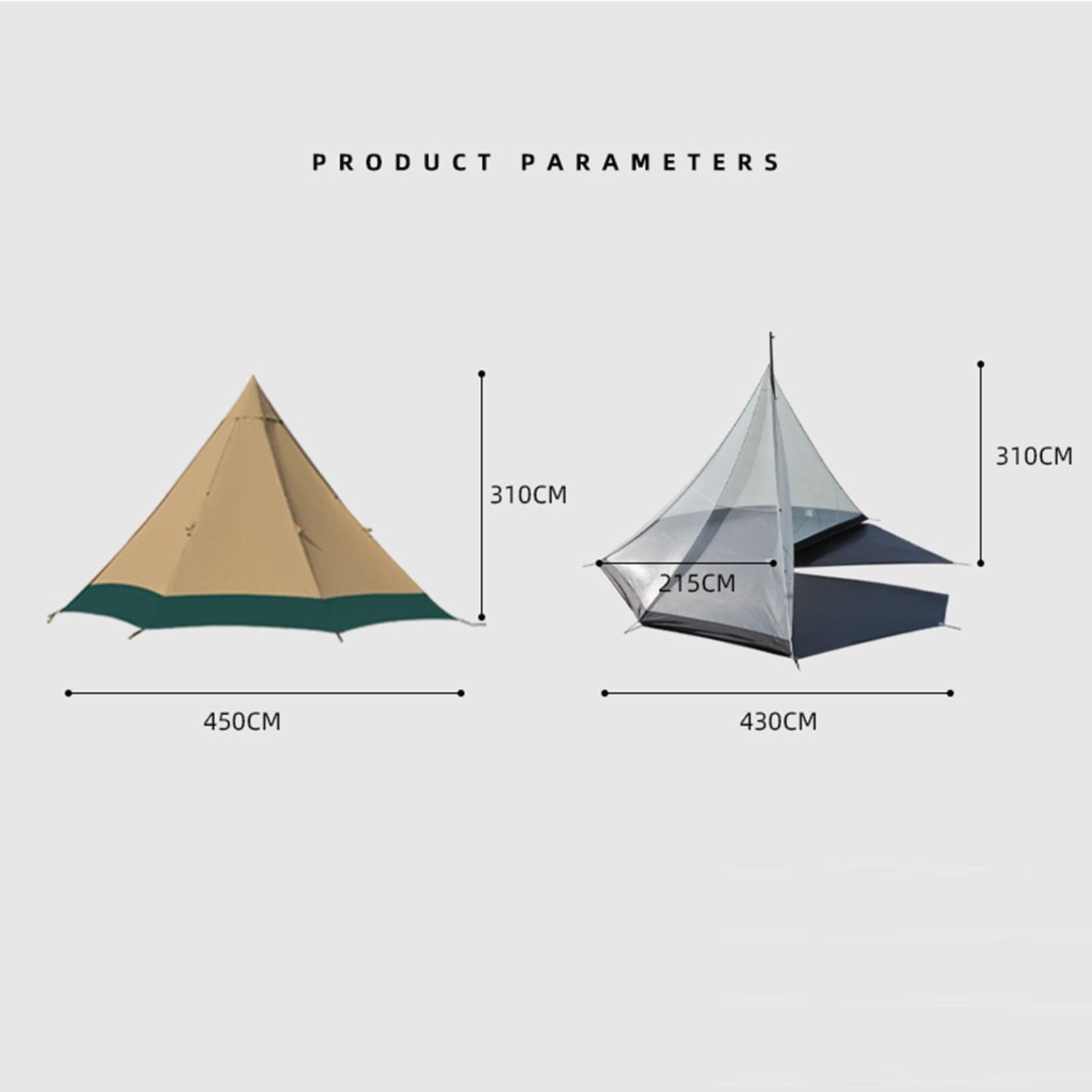 Namiot Gorący, Namiot Zimowy, Tipi,Namiot kempingowy 6-8 osobowy Tipi Hot Tent 4 sezony wodoodporny anty-UV wiatroszczelny namiot rodzinny namiot kempingowy na