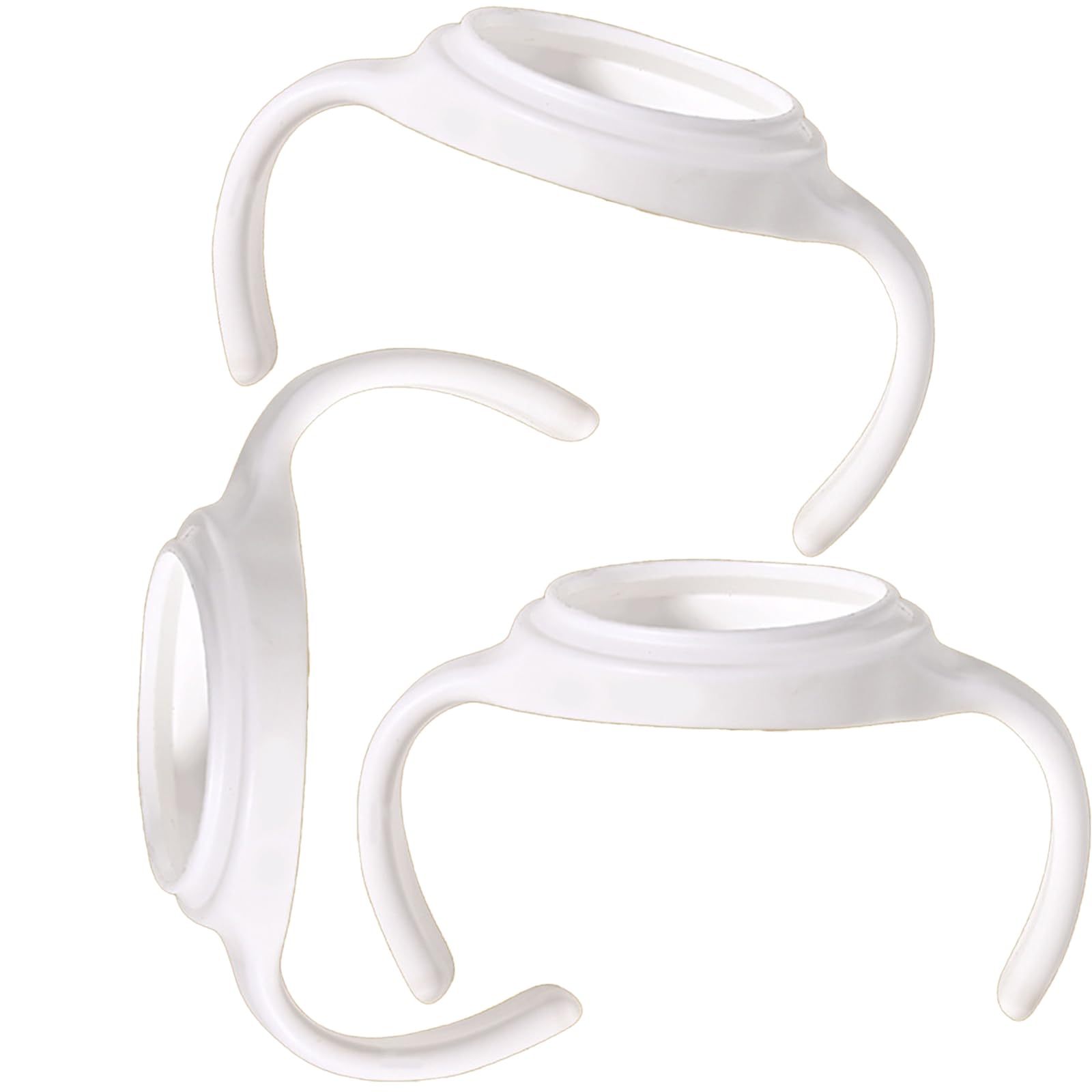 3 Pack Baby Bottle Handles for Newborn Infants, BPA-Free Non-Slip Ergonomic Grip Easy to Install Replacement Handle for Baby Bottles, White (Set of 3)