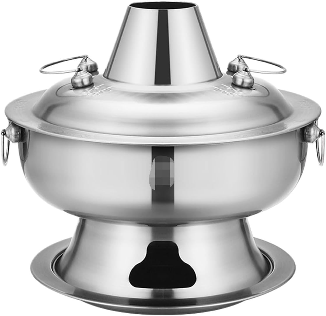 Olla para Hot Pot China de Acero Inoxidable INUUXLG 32 cm Plateada