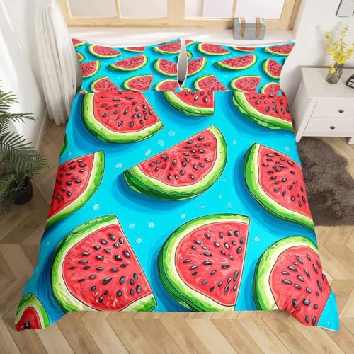 NDXRWDZR Funda Nordica Cama 90 Infantiles Sandia Edredón Cama 90 para Niñas Niños con Cremallera Suave Transpirable Microfibra Fundas Nordicas 150x220 cm + 2 Fundas de Almohada 50x80 cm