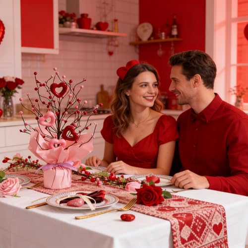 Ramo artificial de bayas de corazón ideal como regalo del Día de la Madre 3
