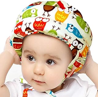 IULONEE Baby Helmet Infant Head Protector Toddler Protective Hat Cotton Adjustable Safety Helmet for Learning to Climb and Walk(Football Blue)