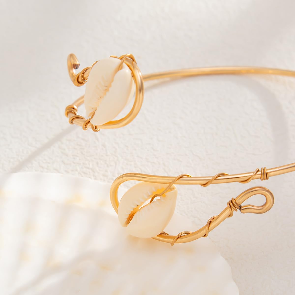 Caiyao Bohemia Upper Arm Bracelets Gold Silver Butterfly Flower Starfish Seashell Coil Swirl Leaf Armband Bracelet Adjustable Metal Open Upper Arm Cuff Bangle for Women Boho Jewelry Gifts - Image 4