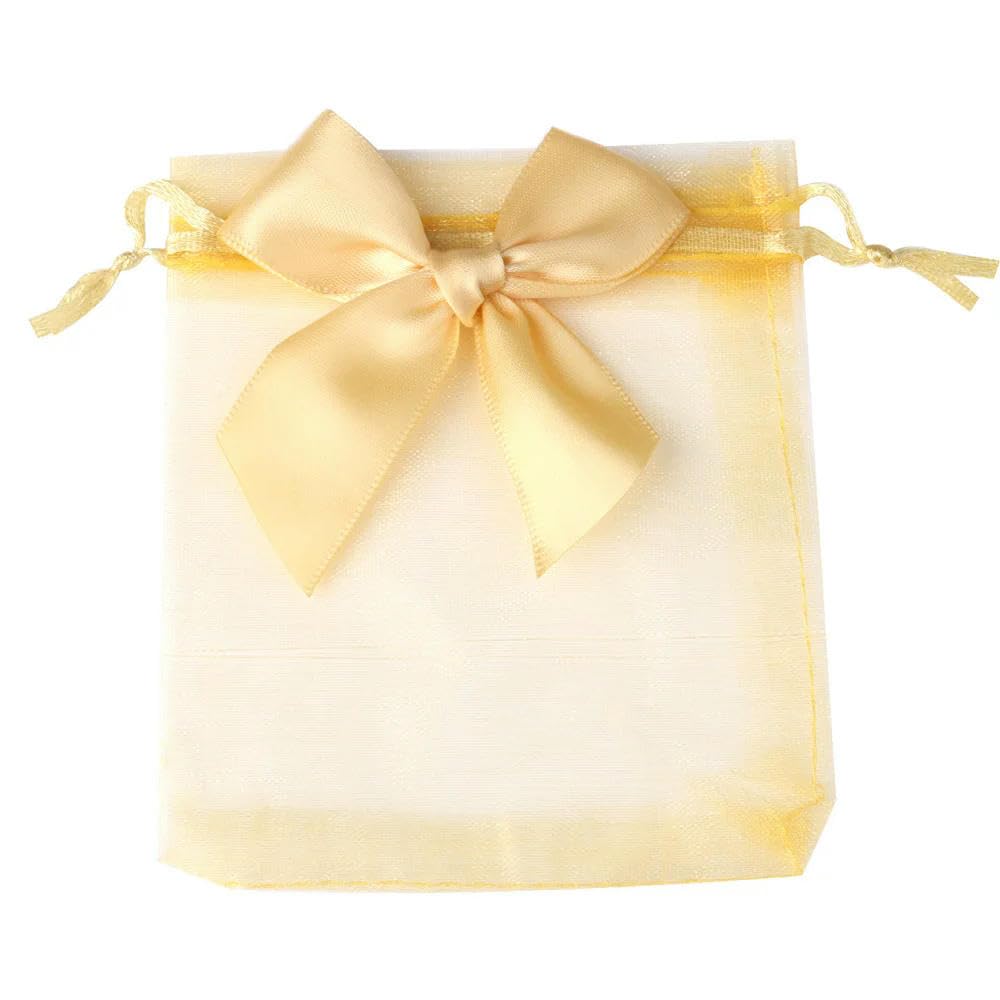 Lot de 50 sachets cadeaux en organza (13 x 18 cm) avec nœud papillon, parfaits pour Noël, les fêtes, les mariages, les bonbons et autres occasions spéciales. Pochette à cordon pour bijoux raffinés.