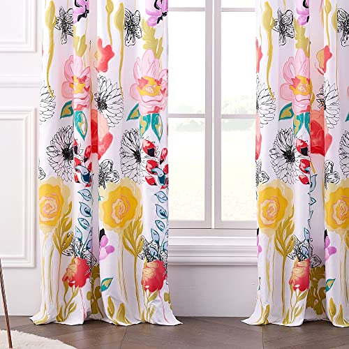 Greenland Home Watercolor Dream Curtains - Drapes - Lined Panel Pair With Tiebacks - Set Of 2 Panels - 63" L - White #TOP3